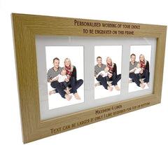 ukgiftstoreonline Personalised Wooden Triple Photo 6 x 4 Frame Custom Engraved Any Message In Bold Text