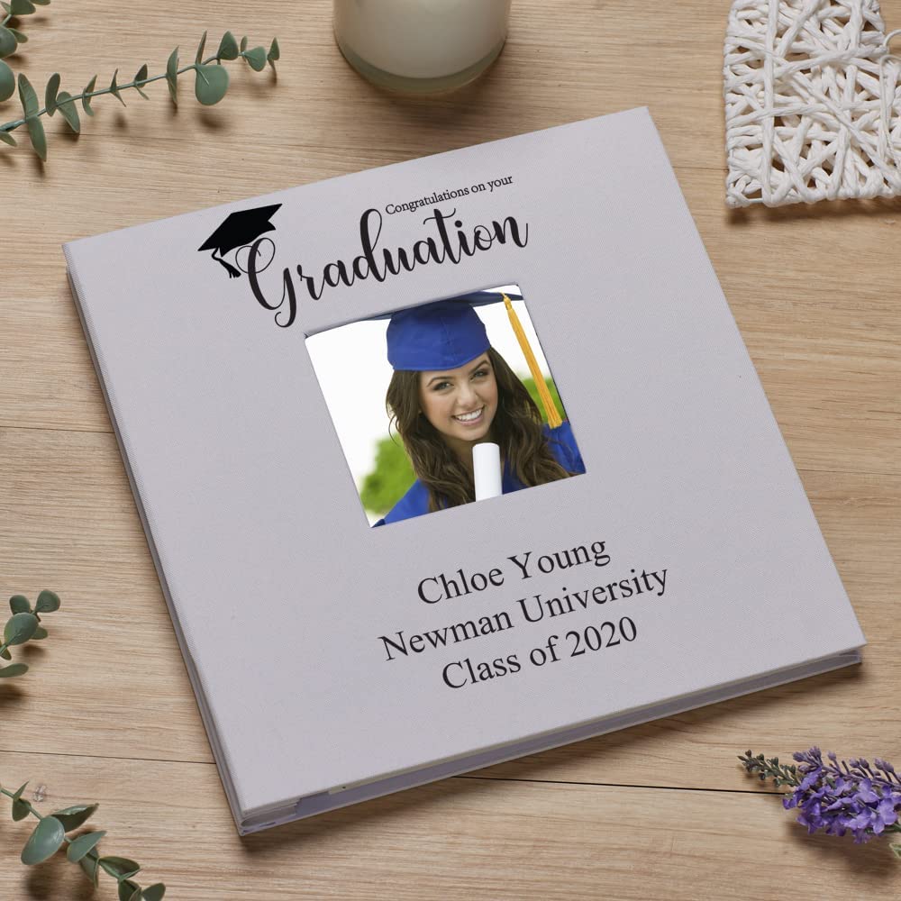 Personalised Graduation Photo Album Linen Cover With Cap Design