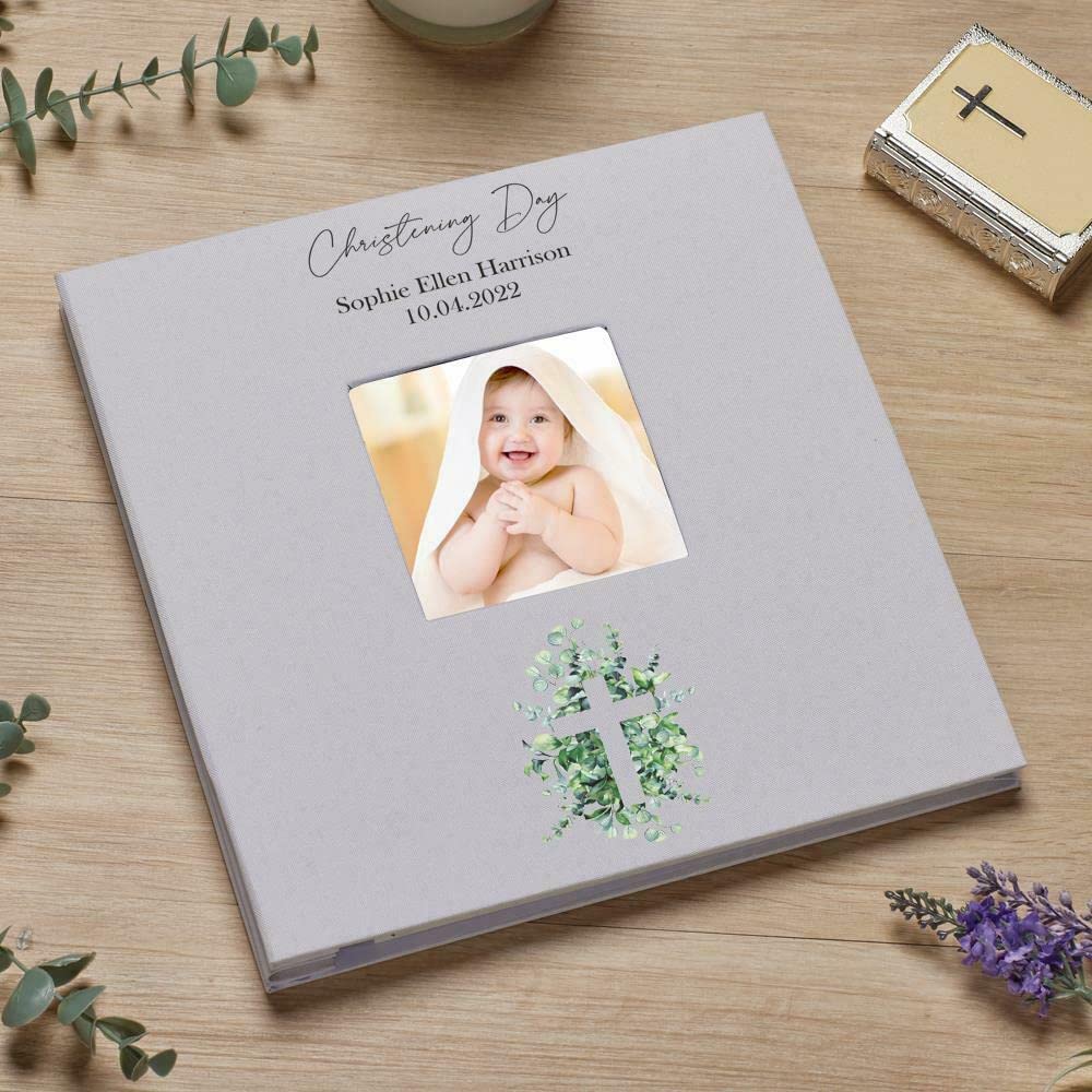 Personalised Eucalyptus Leaf Design Large Linen Wedding Photo Album