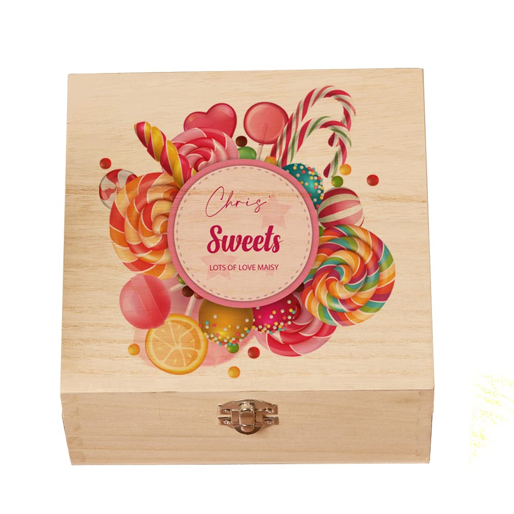 Personalised Any Name Candy and Sweets Wooden Box Gift