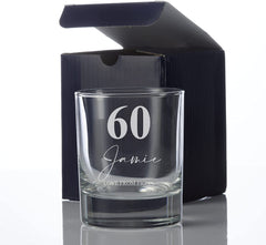 Engraved Personalised 60th Birthday Whiskey Glass Gift Boxed