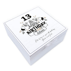 ukgiftstoreonline Personalised 13th Birthday Vintage Wooden Box Keepsake Gift Elements Keepsake Boxes ukgiftstoreonline