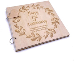 ukgiftstoreonline Personalised 5th Anniversary Wooden Photo Album Scrapbook Keepsake Gift
