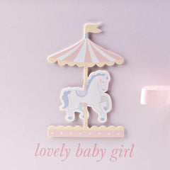 Baby Photo Album - 4'x6' - Carousel Design - Pink Baby Girl