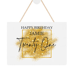 ukgiftstoreonline Personalised 21st Birthday Plaque Gift With Gold Sparkles Design