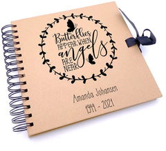Personalised Butterflies Appear When Angels Are Near Memorial Remembrance brown scrapbook