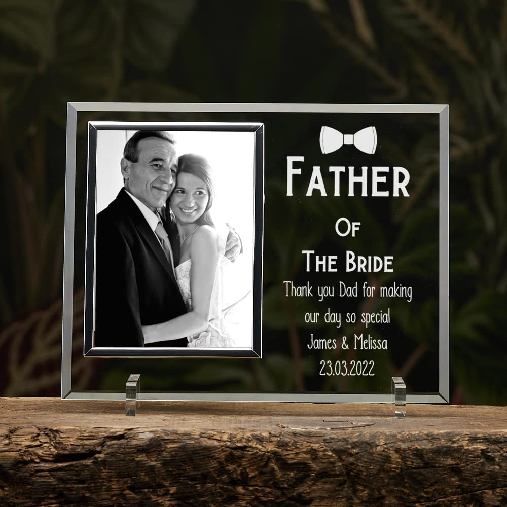 Personalised Father Of The Bride Large Glass Photo Frame In Lined Gift Box