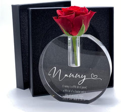 Engraved Nanny Crystal Glass Flower Vase Gift Present