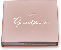 Grandma Pink Photo Album With Leaf Design For 50 x 6 by 4 Photos Gold Print
