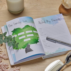 Personalised Baby Record Book Keepsake Milestone Journal With Leaf Design