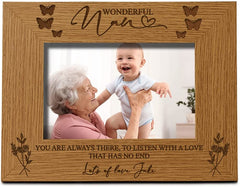 Personalised Wonderful Nan Engraved Wooden Photo Frame Gift