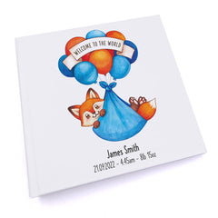 Personalised Welcome to the world Baby Boy Photo Album With Fox