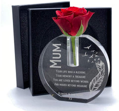 ukgiftstoreonline Mum always in our heart memorial remembrance Crystal Glass Flower Vase