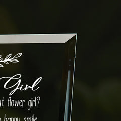 Flower Girl Sentiment Personalised Glass Plaque Gift Leaf Design