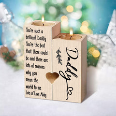 Personalised Daddy Double Tea Light Candle Holder Gift