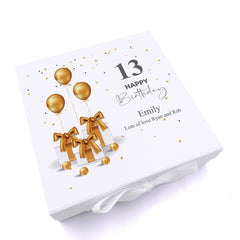 Personalised 13th Birthday Keepsake Memory Box Gold Presents