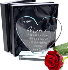 ukgiftstoreonline Personalised Nan Sentiment Gift Large Jade Glass Heart