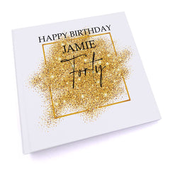 Personalised 40th Birthday Photo Album Gift With Gold Sparkles Design