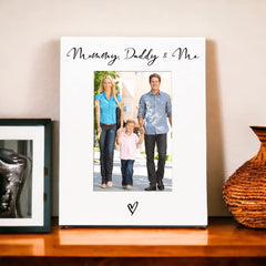 White 6x4 Portrait Picture Photo Frame Mummy Daddy & Me Heart