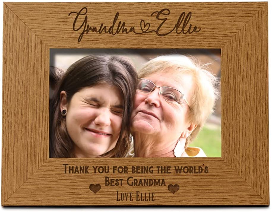 Personalised Best Grandma With Name Landscape Photo Frame Gift