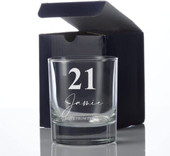 Engraved Personalised 21st Birthday Whiskey Glass Gift Boxed