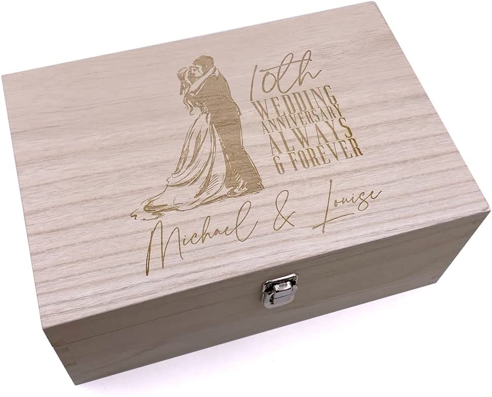 10th Wedding Anniversary Gift Personalised Wooden Memory Keepsake Box - ukgiftstoreonline