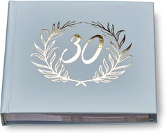 30th Birthday Blue Photo Album Gold Laurel Wreath