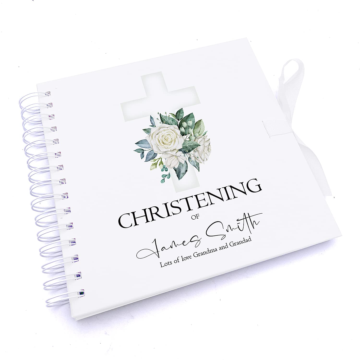 Personalised Christening Green Cross Guestbook Scrapbook Photo Album