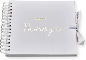 Mummy White Scrapbook Photo album With Gold Script Leaf Design