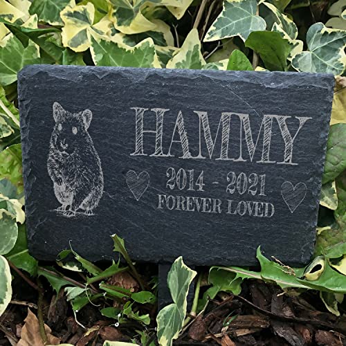 ukgiftstoreonline Personalised Hamster Remembrance Memorial Slate Marker Garden Sign