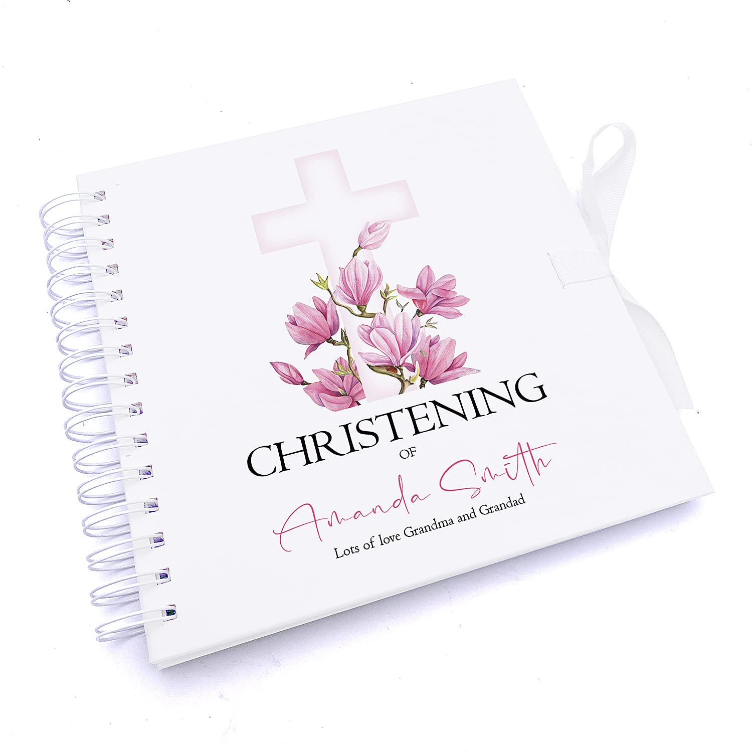 Personalised Christening Pink Cross Guestbook Scrapbook Photo Album