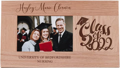 Personalised Graduation Photo Frame Solid Oak With Year and Sentiment