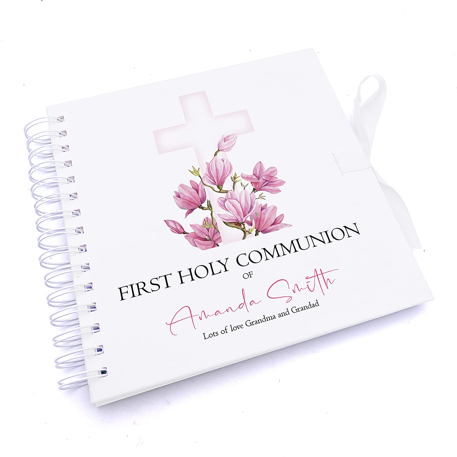 Personalised First Holy Communion Pink Cross Guestbook Scrapbook Photo Album