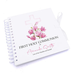 Personalised First Holy Communion Pink Cross Guestbook Scrapbook Photo Album