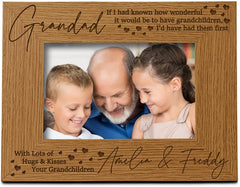Personalised Grandad Photo Frame Gift with hugs and kisses