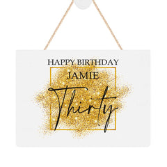 ukgiftstoreonline Personalised 30th Birthday Plaque Gift With Gold Sparkles Design