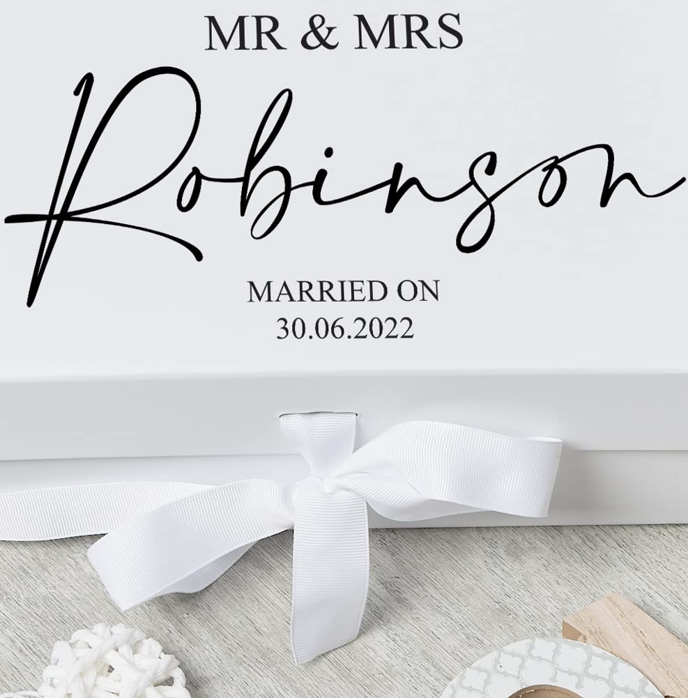 ukgiftstoreonline Personalised Wedding Keepsake Memory Box Gift with Gold Ring Design
