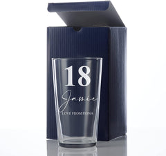 Personalised Engraved 18th Birthday Beer Perfect Pint Glass Gift
