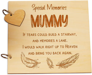 Mummy Remembrance In Loving Memory Wooden Guest Book, Scrapbook or Photo Album