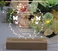 in Loving Memory of Wife Remembrance Memorial Personalised Light LED Lamp