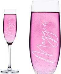 ukgiftstoreonline Personalised Champagne Flute Prosecco Glass Any Name Script Font