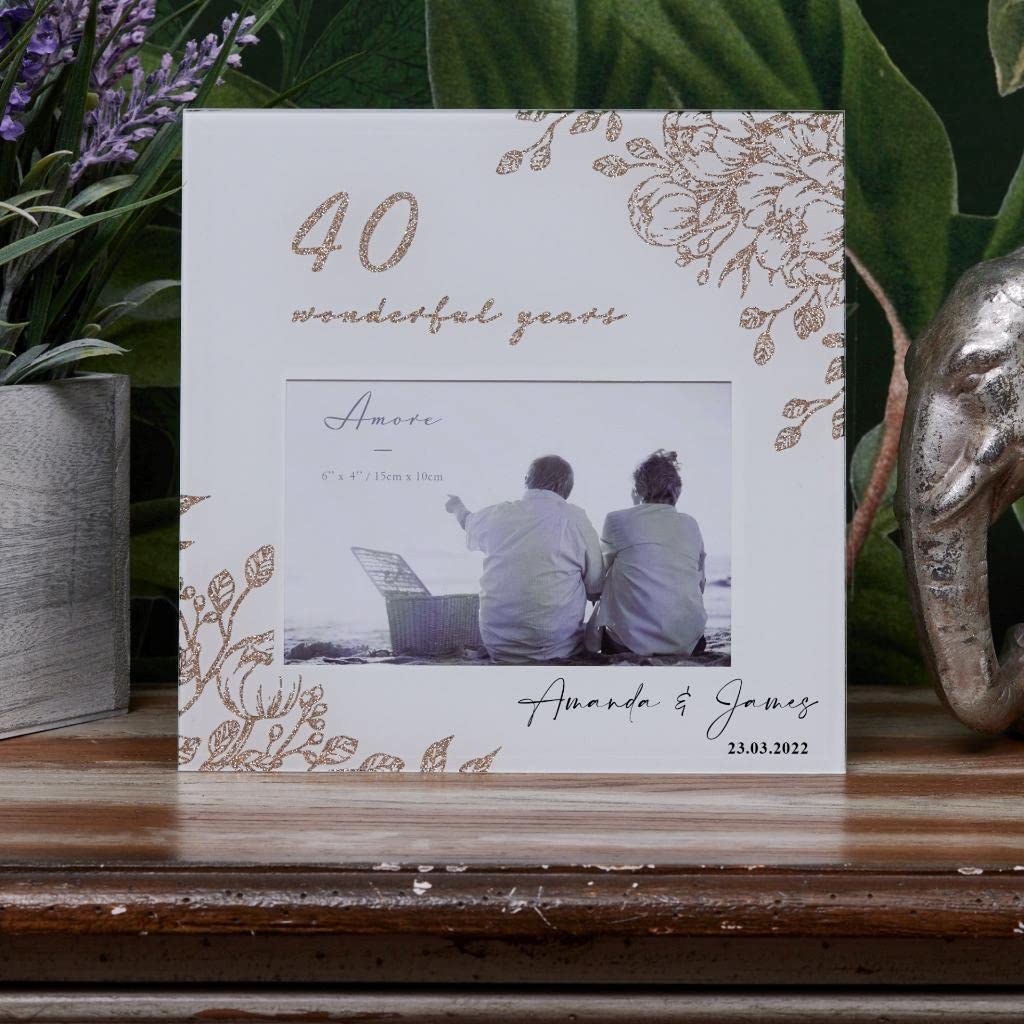 Beautiful 40th Wedding Anniversary Personalised Photo Frame
