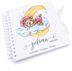 Personalised Baby Scrapbook Photo Album Or Guest Book Teddy On Cloud
