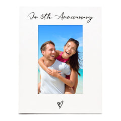White 6x4 Portrait Picture Photo Frame 5th Anniversary Heart
