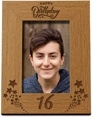 Happy 16th Birthday Portrait Photo Frame Star Design Gift