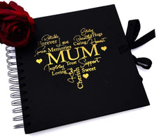 Mum Black Scrapbook Guest Book Or Photo Album with Gold Script