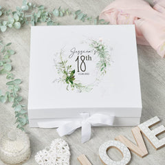 Personalised 18th Birthday Keepsake Box Gift With Botanical Design