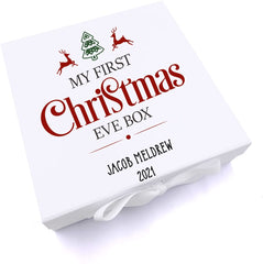 ukgiftstoreonline Personalised My First Christmas Eve Box With Reindeer & Tree Design
