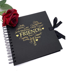 Friends Black Scrapbook Guest Book Or Photo Album with Gold Script
