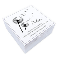 ukgiftstoreonline Personalised Dad Memorial Remembrance Vintage Wooden Keepsake Box With Dandelions Keepsake Boxes ukgiftstoreonline